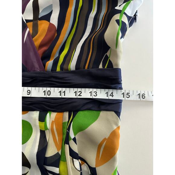 Anthropologie Moulinette Soeurs Sz 6 Abstract Geometric Faux Wrap Colorful Dress - Picture 6 of 14